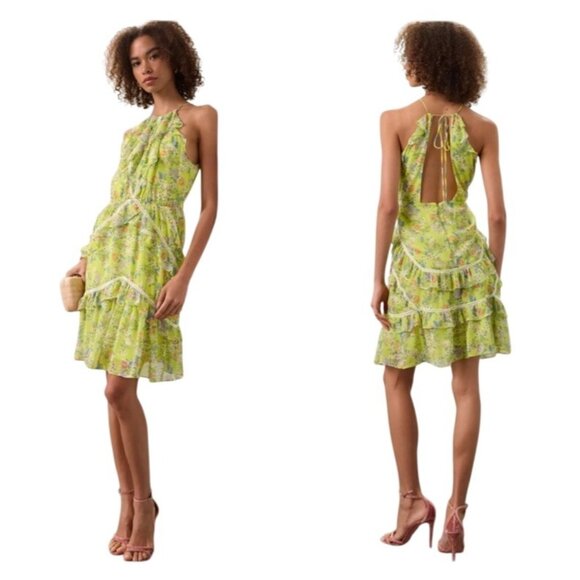 Marissa Web Dresses & Skirts - Marissa Webb Collective x RTR Women’s 6 Yellow Ruffle Halter Floral Mini Dress